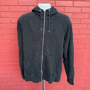 Vtg Nike Sportswear Hoodie Sweatshirt Size Large Mens Black Full Zip Loungewear‎